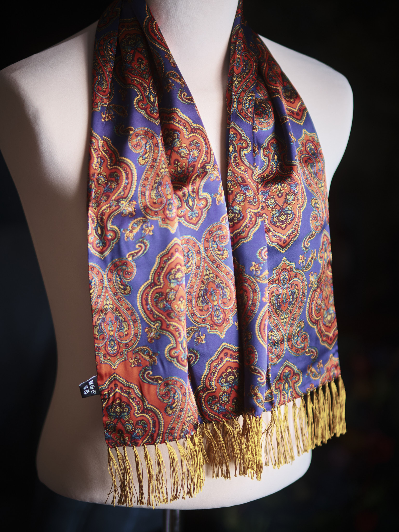 Tootal silk scarf in navy and red with a paisley design