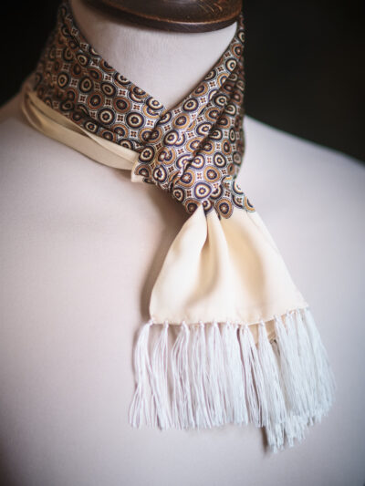 Tootal silk scarf in cream with a geometric design