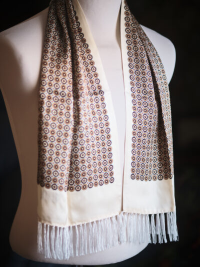 Tootal silk scarf in cream with a geometric design