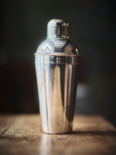 Cocktail drinks shaker set in brushed stainless steel