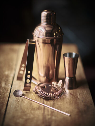 Cocktail drinks shaker set in brushed bronze