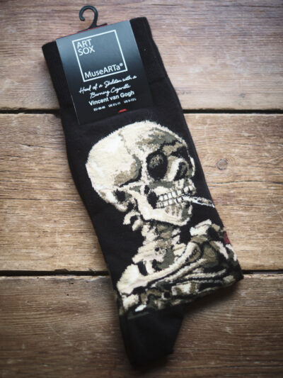 Socks featuring artwork of Vincent Van Gogh Skeleton Cigarette